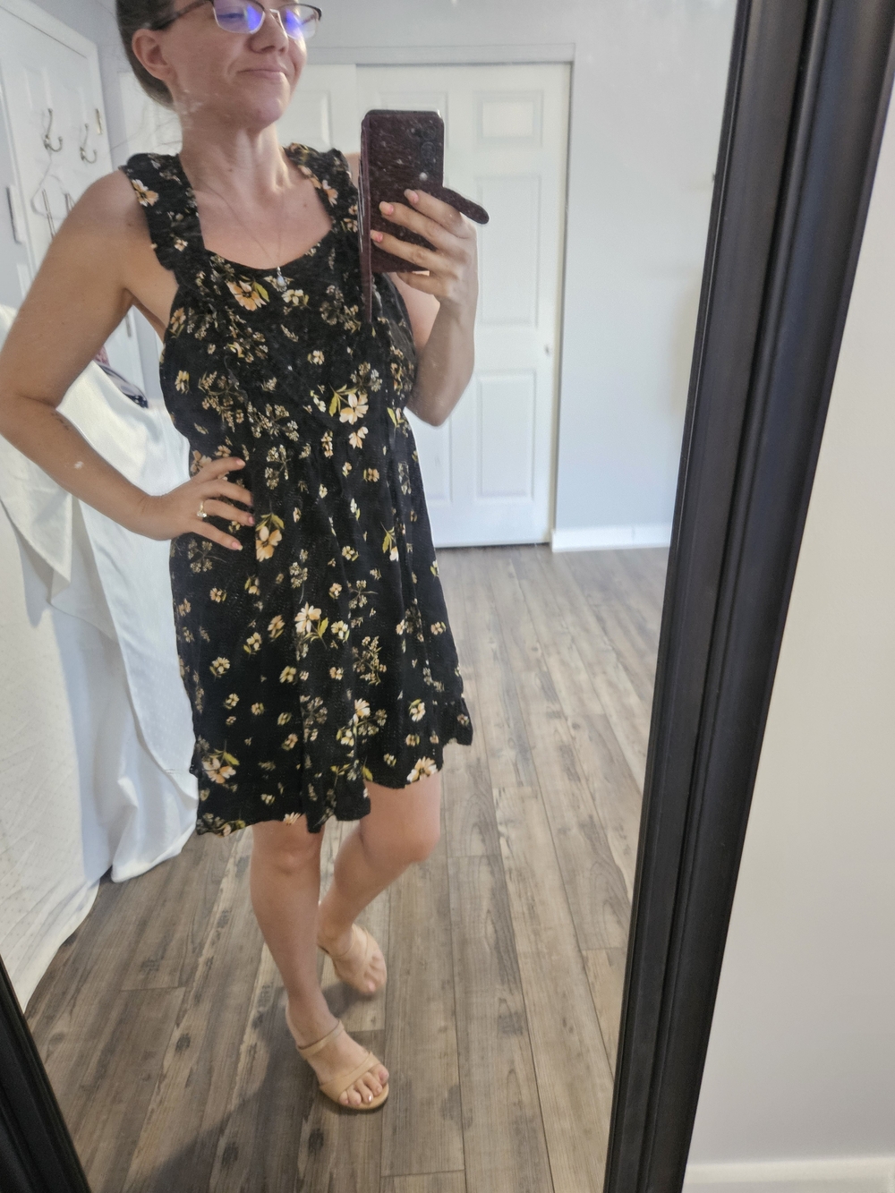 wild fable Black Floral Tie-Shoulder Mini Dress - Picture 4 of 9